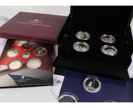 The Royal Mint, 2017 Portrait of Britain silver proof £5 four coin set, The London Mint Office Winston Churchill- Inspiration