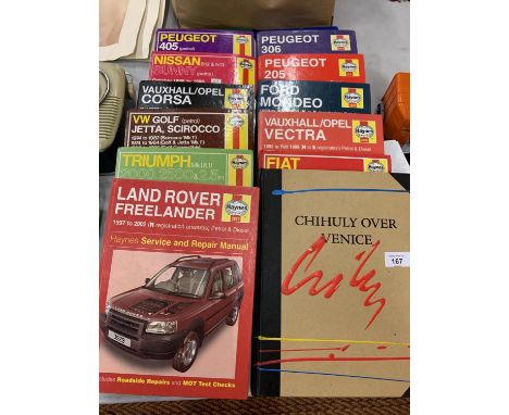 TEN HAYNES CAR MANUALS TO INCLUDE LANDROVER, FORD MONDEO, VAUXHALL ETC AND A FURTHER BOOK 