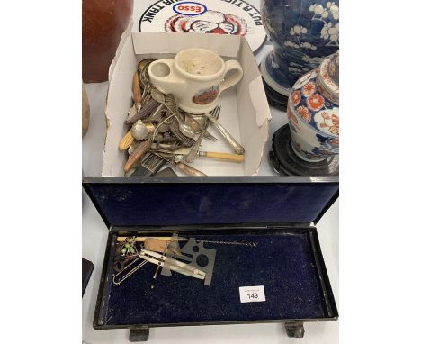 VARIOUS EPNS AND METALWARE AND A SHAVING MUG DEPICTING A STEAM ROLLER 