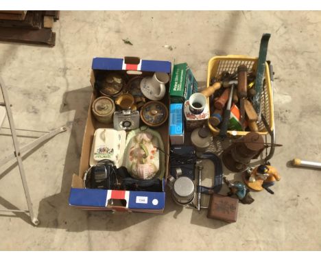 VARIOUS ITEMS TO INCLUDE A G CLAMP, STORM LAMP, TOOLS AND HARDWARE 