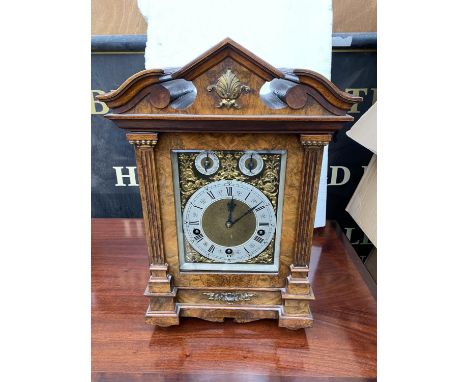 A CIRCA 1890 WALNUT BRACKET CLOCK BY LENZKIRCH, GERMANY, HAVING EIGHT DAY MOVEMENT WITH STRIKING AND QUARTER CHIMING, RECTANG