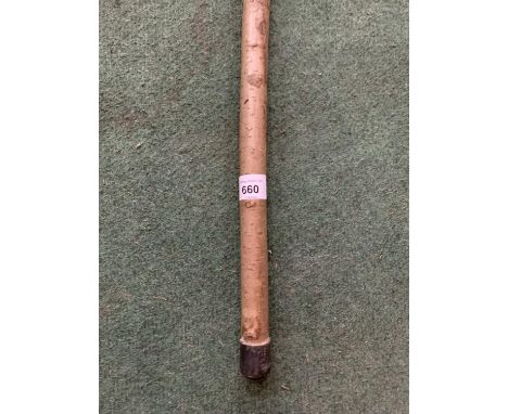 A THUMB STICK WITH AN ANTLER TOP 