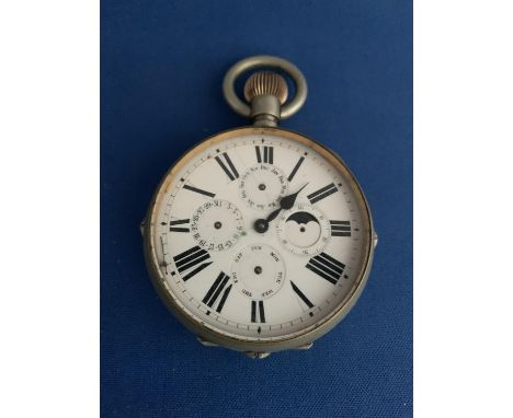 EARLY 20TH CENTURY SILVER PLATED GOLIATH  WATCH WITH TOP WINDER A/F 