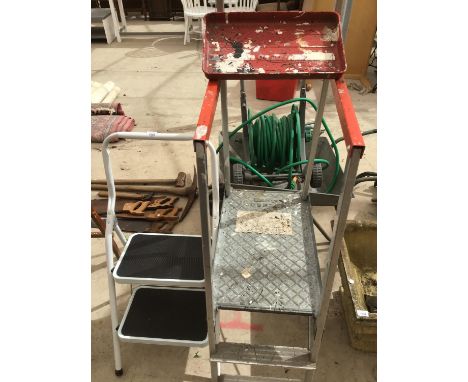 A BELDRAY JOBEZER PLATFORM LADDER AND A TWO STEP FOLDING LADDER 