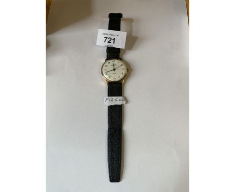 GENTS SEKONDA GOLD PLATED 19 JEWELS MANUAL WRISTWATCH ON BLACK LEATHER STRAP 
