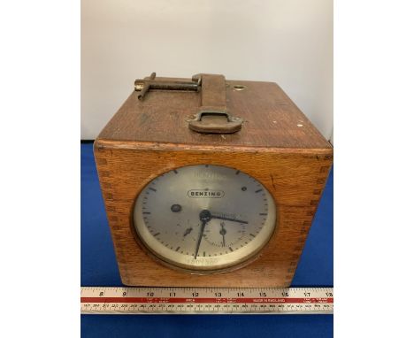 A BENZING WOODEN CASED RACING PIGEON CLOCK 