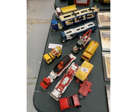 VARIOUS DINKY. MATCHBOX AND CORGI TOY CARS, TRANSPORTER WAGONS, WAGONS ETC 