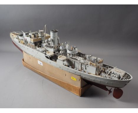 A remote controlled model K89 HMS Guillemot patrol vessel, 34 1/2" long (no controller) 