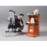 A Ralph Wood Staffordshire figure group, "The Vicar and Moses", 6 1/2" high, and a 19th century