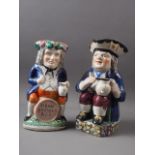 A 19th century Staffordshire landlord "Home Brewed Ale" Toby jug, 9" high, and an early 19th century