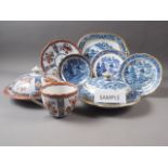 An early 19th century Davenport Stone China proto willow pattern part teaset and similar wares