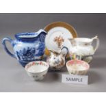 Five Royal Copenhagen porcelain plates with central vase of flowers and gilt borders, 7 3/4" dia,