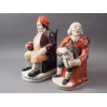 A 19th century Enoch Wood Staffordshire "Watchman George" jug, 8" high, and a similar "Souter