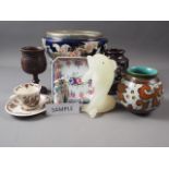 Three trays of mixed ceramics, glass and other decorative items