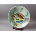 A Portuguese fish decorated dish, 13 1/2" dia