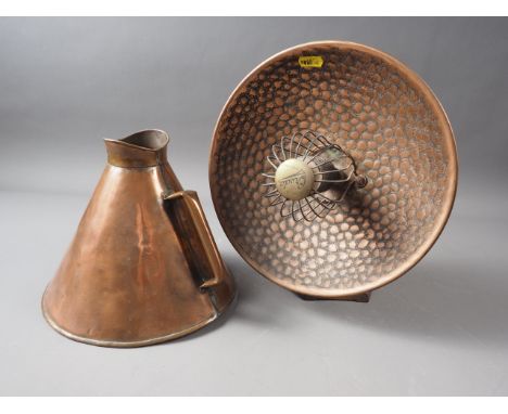 A copper table top heater, by Creda (for ornamental use only) and a copper megaphone 