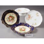 An Edwardian fruit decorated part dessert service and a Limoges dessert service