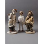 Norman Underhill: two ceramic figures old men in cloth caps, 7" high, and Laura Done: a ceramic
