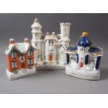 Three 19th century Staffordshire cottages, tallest 8" high
