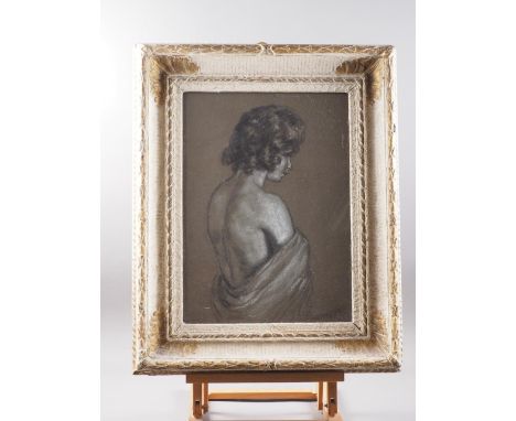 J Darling: A 1960s three-quarter length pastel study, portrait of an unknown woman, 18" x 13", in painted frame 