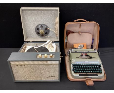 An Erica 10 Pullman Vintage typewriter, c.1958, with case, and instruction manual;  a Garrard model 209 record player / turnt