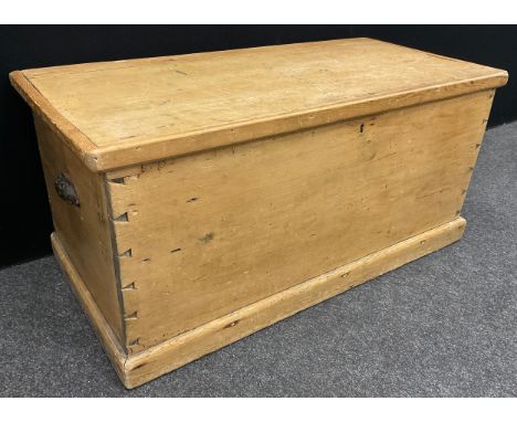 A late 19th / early 20th century Pine tool chest, 44cm high x 95cm wide x 47cm deep. 
