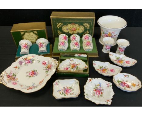 Royal Crown Derby ‘Derby Posies’ ware including; trinket trays, planter, twin handled dish ; etc 