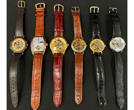 A Rotary Skeleton dial automatic wristwatch, 77965 wristwatch, white Roman numerals, black hands, Miyota 21 jewel 8N24 automa