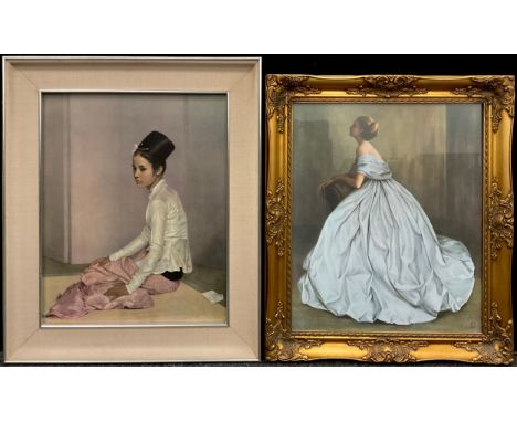 After Sir Gerald Kelly, Portrait of the Burmese Princess Saw Ohn Nyu, contemporary print on board, 78cm x 65.5cm overall fram