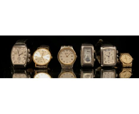 Rotary - stainless steel cased chronometer wristwatch, shaped tank case, white dial, black Roman numerals, three subsidiary r