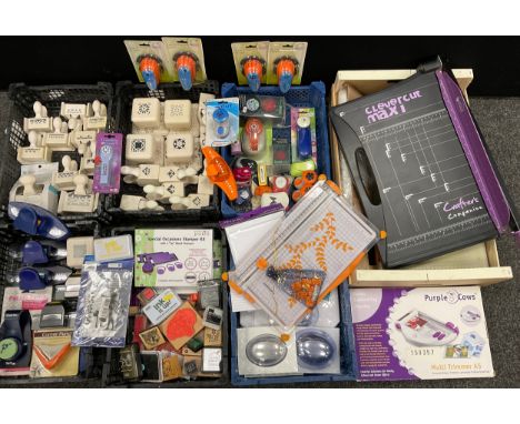 Art and craft - crafting tools and supplies - Martha Stewart paper punches, approx. 20;  ink stamping kits, and individual in