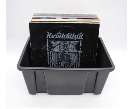 A quantity of 12" vinyl records, including Hawkwind, Free, Nazareth, Led Zeppelin, The Rolling Stones, Deep Purple, Julie Dri