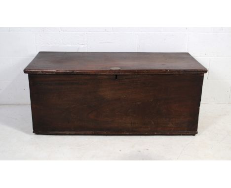 A large mahogany trunk, with rope handles, named to Chris Smith - length 130cm, depth 55.5cm, height 55cm