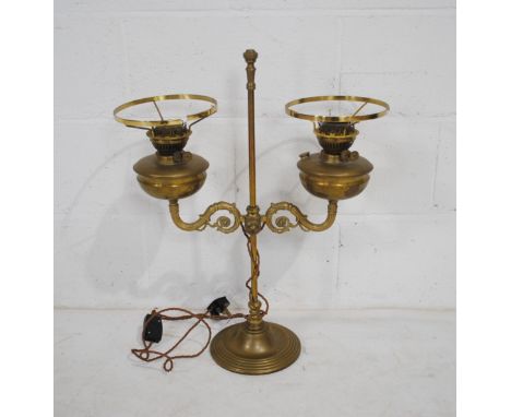 A converted brass oil lamp