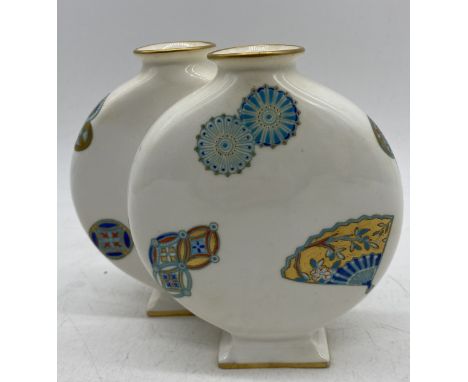 A Royal Worcester double moon flask vase, height 14.5cm