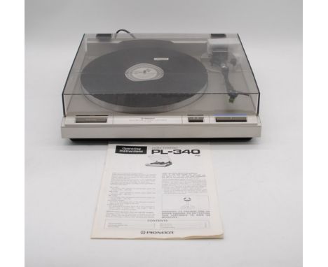 A Pioneer PL-340 Auto Return Stereo turntable, with instruction manual