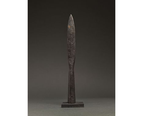 C. 300-500 AD Roman. An iron spearhead comprising a slender tapering blade and a long socket for increased control. Weapons o