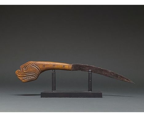 C. 900 AD. Viking age. Medieval Scandinavian, pointed iron knife with an elongated, curved blade; expertly cleaned and conser