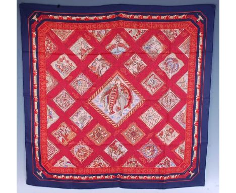 Hermés - a Mere Nostrum vintage silk scarf, titled to centre and signed lower right, 89 x 89cm
