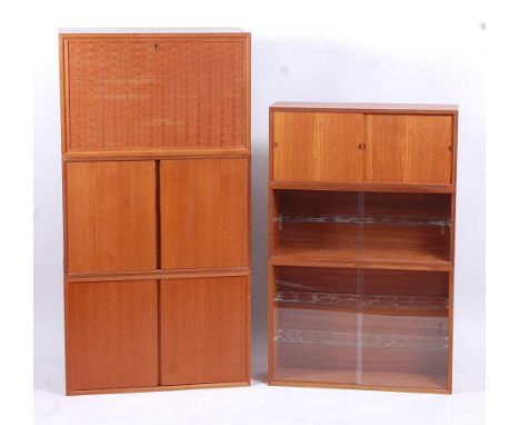 Poul Cadovius (1911-2011) for CADO - an extensive 1960s Danish teak wall-mounted modular wall unit, comprising; six upright w