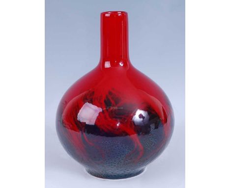 A Royal Doulton flambé glazed ceramic bottle vase, No.1618, printed backstamp verso, h.23.5cm