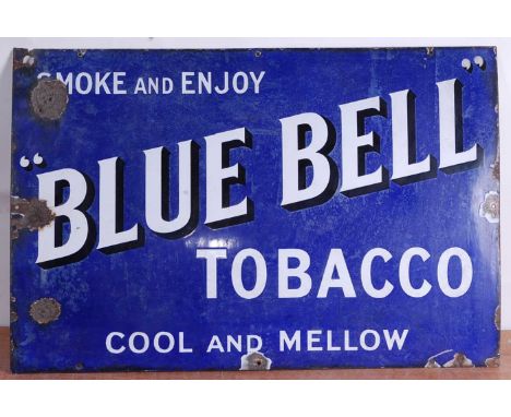 An early 20th century enamel on metal advertising sign for 'Blue Bell Tobacco', 51 x 76cm