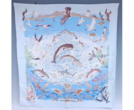 Hermés - a La Vie Précieuse de La Méditerranée vintage silk scarf, signed and titled lower centre, 85 x 85cmCondition report: