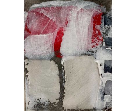 Robin Welch (1936-2019) - Red and White, acrylic on panel, monogrammed lower right, 17 x 13.5cm