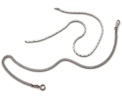 2 Ketten2,0 + 2,5 mm, L.40 cm/ B. 4,1 mm, L. 41 cmCollierkette, 585/000 Weißgold gestempeltKobra Kette mit Kastenschloß, Gewi