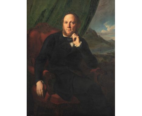 Weber, JosephMannheim 1798 - 1883129 x 93 cmPortrait des Peter Joseph Mülhens (1801-1873) in einem roten Armlehnstuhl vor Lan