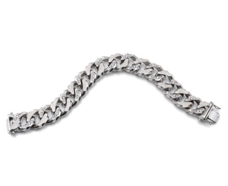 Brillant Armband - PanzermusterL. 19,5 cm750/000 Weißgold gestempelt, punziert AZ Abel und Zimmermann. 9 von 17 Elementen mit