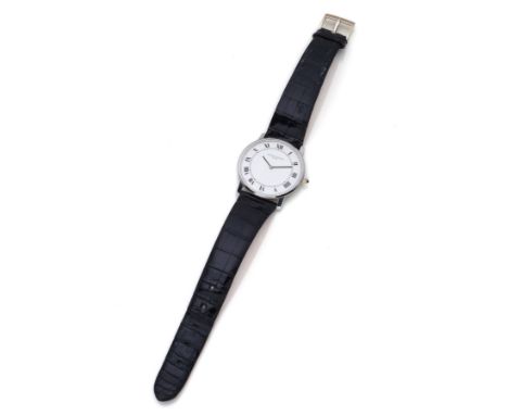 VACHERON CONSTANTIN Smokinguhr750/000 Weißgold gestempelt, kann auch als Damenuhr getragen werden. Durchmesser 31,5 mm. Leder