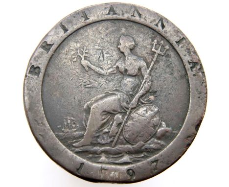 George III 1797 cartwheel penny. P&amp;P Group 1 (£14+VAT for the first lot and £1+VAT for subsequent lots) 