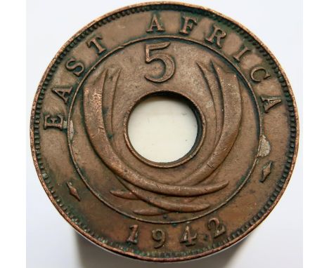 1942 - East Africa 5 cents - George VI. P&amp;P Group 1 (£14+VAT for the first lot and £1+VAT for subsequent lots) 